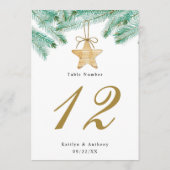 水の色パインバウ冬の結婚式のテーブル番号 招待状 (裏面)