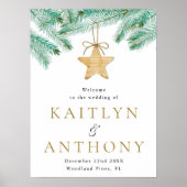 水の色パインブッシュウィンターウェディングウェルカム ポスター (正面)