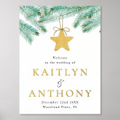 水の色パインブッシュウィンターウェディングウェルカム 箔ポスター (正面)