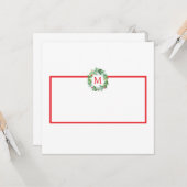 水の色パインベリークリスマスリースモノグラム カード (正面/裏面インサイチュ)