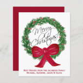 水の色パインリース予算クリスマスフォトカード (正面/裏面)