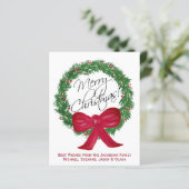 水の色パインリース予算クリスマスフォトカード (スタンド正面)