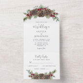 水の色パイン緑のスクリプトのクリスマス結婚の オールインワン招待状 (内側)