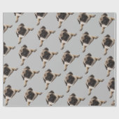 水の色パグドッグペット動物のおもしろいアート ラッピングペーパー (フラット)