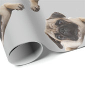 水の色パグドッグペット動物のおもしろいアート ラッピングペーパー (ロールコーナー)