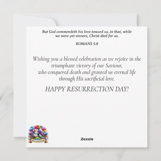 水の色パステルイースターエッグバニーバルーン シーズンカード (裏面)