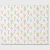 水の色パステルカラーのアイスクリームコーン ラッピングペーパー (フラット)