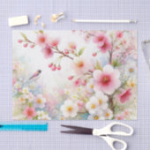水の色パステルカラーの花 薄葉紙 (クラフト)