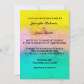 水の色パステルカラーティール（緑がかった色）イエローモダン結婚ズ 招待状 (正面)