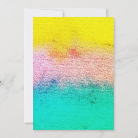 水の色パステルカラーティール(緑がかった色)イエローモダン結婚ズ 招待状 (裏面)