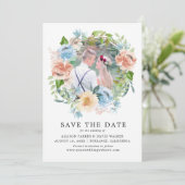 水の色パステルガーデンフォトデイトカードを保存 セーブザデート (スタンド正面)