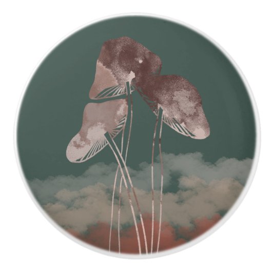 水の色パステルキノコ セラミックノブ (正面)