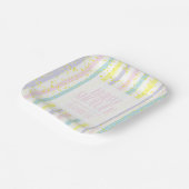 水の色パステルストライプガールベビーシャワー ペーパープレート (傾斜あり)