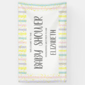 水の色パステルストライプズ赤ちゃんシャワー 横断幕 (縦)