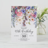水の色パステルズワイルドフラワーズ40th誕生日 招待状 (スタンド正面)