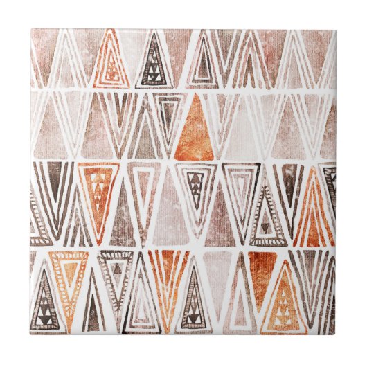 水の色パステルテラコッタトライバルトライアングル タイル (正面)