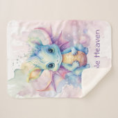 水の色パステルドラゴンガールベビーシャワーギフト シェルパブランケット (正面(横))