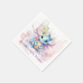 水の色パステルドラゴンガールベビーシャワー スタンダードカクテルナプキン (角)