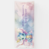 水の色パステルドラゴンガールベビーシャワー 横断幕 (縦)