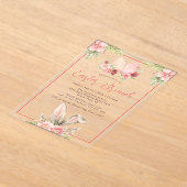 水の色パステルバニー耳フローライースターブランチ アクリル招待状 (レイダウン)