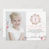 水の色パステルバラコミュニオンサンキュー 招待状 (正面/裏面)