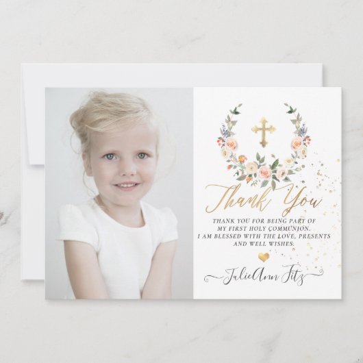 水の色パステルバラコミュニオンサンキュー 招待状 (正面)