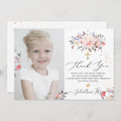 水の色パステルバラコミュニオンサンキュー 招待状 (正面/裏面)