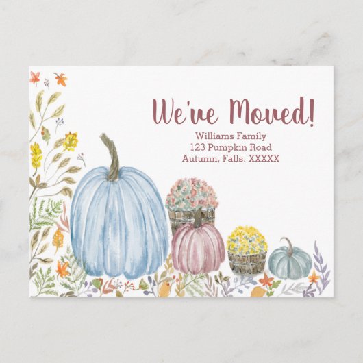 水の色パステルパンプキンズとMums引っ越しました 案内ポストカード (正面)