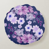 水の色パステルパープルフローララウンドピロー ラウンドクッション (裏面)