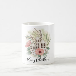 水の色パステルピンクブラウングリーンメリークリスマス コーヒーマグカップ