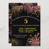 水の色パステルフィレクラッカー、花火誕生日 招待状 (正面/裏面)