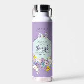 水の色パステルフローラバイブルパーソナライズされた詩 ウォーターボトル (正面)