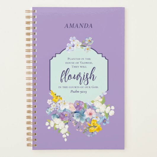 水の色パステルフローラバイブルパーソナライズされた詩 プランナー手帳 (正面)