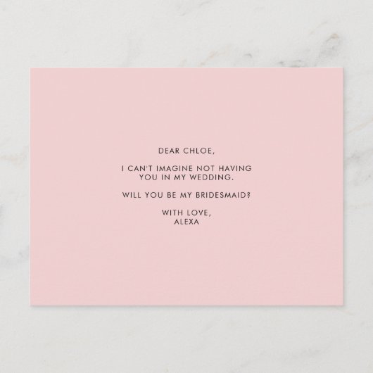 水の色パステルフローラビーJrブライドメードカード インビテーションポストカード (裏面)