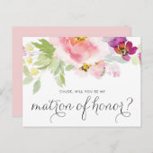 水の色パステルフローラベミーマトロンの名誉 インビテーションポストカード (正面/裏面)