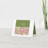 水の色パステルフローラモノグラムノートカード サンキューカード (裏面)