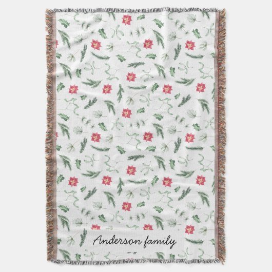 水の色パステルホリデーモノグラム スローブランケット (正面縦)