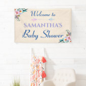 水の色パステルボホフローラベビーシャワーウェルカム 横断幕 (インサイチュ)