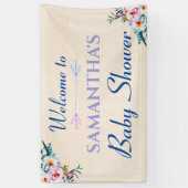 水の色パステルボホフローラベビーシャワーウェルカム 横断幕 (縦)