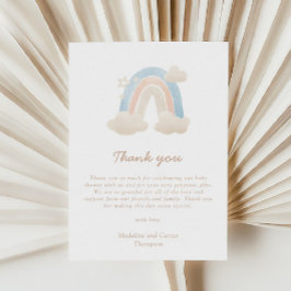 水の色パステルボホレインボーベビーシャワー サンキューカード