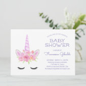 水の色パステルユニコーンとレインボーベビーシャワー 招待状 (スタンド正面)