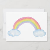 水の色パステルユニコーンとレインボーベビーシャワー 招待状 (裏面)