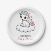 水の色パステルユニコーンベビーシャワー ペーパープレート (正面)