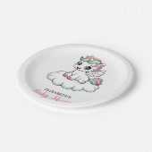 水の色パステルユニコーンベビーシャワー ペーパープレート (アングル)