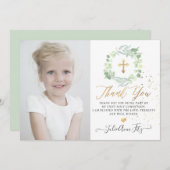 水の色パステルユーカリプトゥスコミューニオンサンキュー 招待状 (正面/裏面)