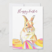 水の色パステルレインボーイースターバニーウサギ シーズンカード (正面)