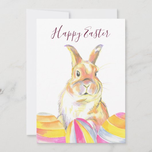 水の色パステルレインボーイースターバニーウサギ シーズンカード (正面)