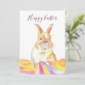 水の色パステルレインボーイースターバニーウサギ シーズンカード (スタンド正面)