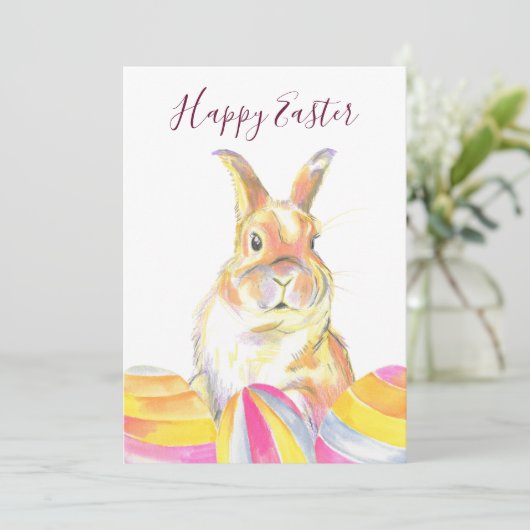 水の色パステルレインボーイースターバニーウサギ シーズンカード (スタンド正面)