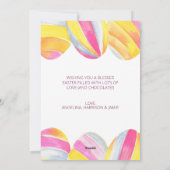 水の色パステルレインボーイースターバニーウサギ シーズンカード (裏面)